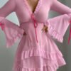 Cross-Border Foreign Trade European and American New Sexy Lingerie Sexy Women's Lace Mesh Polka Dot Skirt Pajamas Sexy Suit