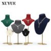 Microfibre Necklace Display Bust - Metal Jewellery Stand