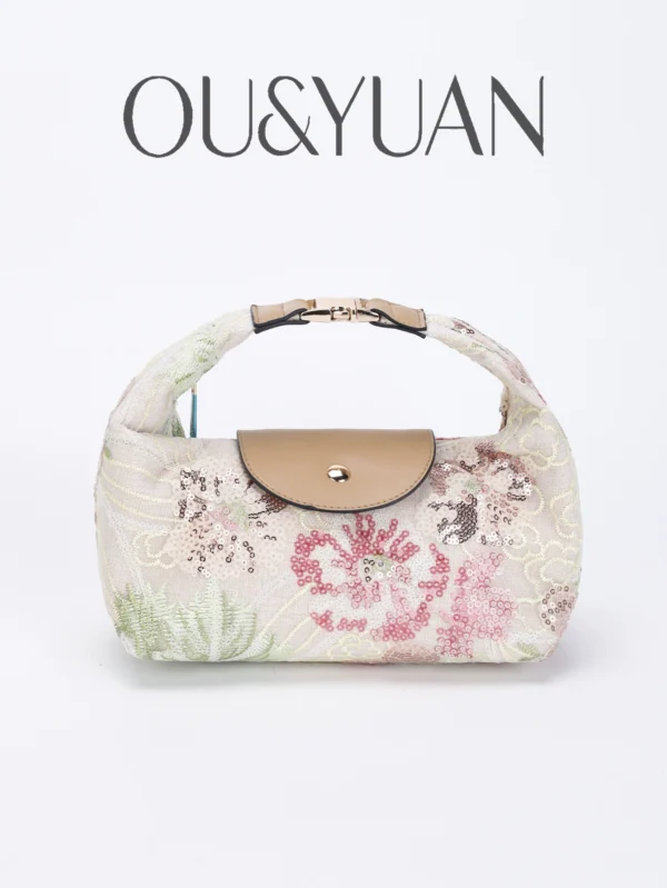 O1CN01Bh4fa31cfDex3zJFX_2209246163627-0-cib.jpg_ French Retro Floral Embroidery Bag, Cross-Border Women's Bag, Large Capacity Handbag, Niche Design, Commuter Women's Bag