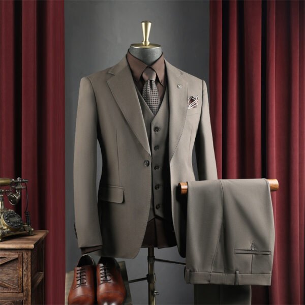 High-End Suit for Men, Pure Gray, Wrinkle-Resistant, Slightly Elastic, Formal Wear, Groom, Wedding, Best Man, Suit Set for Men