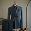 Striped Suit Set for Men, Business Formal Wear, Groomsman Attire, Wedding Groom Suit Jacket, Short Suit