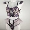 Cross-border foreign trade European and American new sexy lingerie sexy women's mesh embroidery three-piece lingerie sexy suit wholesale