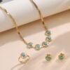 Cross-Border Electroplated K Gold Jewelry Set, Turquoise Necklace, Snake Bone Chain, Geometric Three-Piece Set