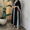 HY229 New Women's Cardigan Robe Black and White Lace Trim