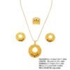 Middle Eastern Gold-Plated Necklace with Sun God Flower Wreath, Diamond-Encrusted Hollow Pendant Set 4 Middle Eastern Gold-Plated Necklace with Sun God Flower Wreath, Diamond-Encrusted Hollow Pendant Set