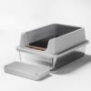 Cat Litter Box, Stainless Steel, Extra Large, Anti-Splash, Heightened, Open Semi-Enclosed