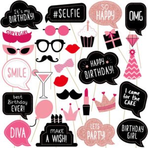 Photo Booth Props Set - Rose Gold Party, Birthday & Wedding Photo Props
