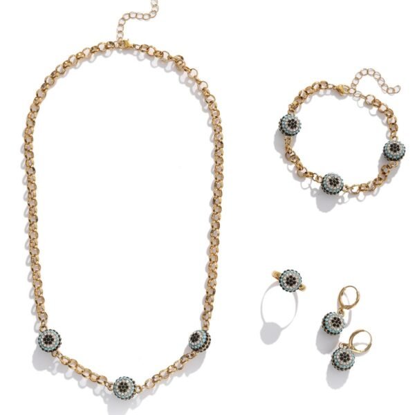 Cross-Border Fashion Devil's Eye Necklace Four-Piece Set, European and American Light Luxury