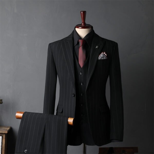 Striped Suit suit men's full set bridegroom suit British style best man clothes business formal wear wedding suit men's clothing