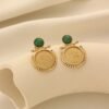Gold-Plated Rice Flower Coin Earrings, 24K Electroplated Vintage Ethnic Style