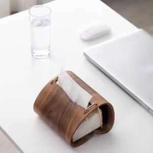 Black Walnut Tissue Box - Wooden Napkin Holder for Table & Bedside