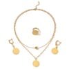 French Retro Fashion Coin Badge Pendant Necklace Set Gold-Plated