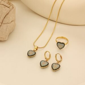 Xinjiang Full Diamond Love Eye Light Luxury Geometric Jewelry Set with Ring