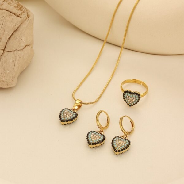 Xinjiang Full Diamond Love Eye Light Luxury Geometric Jewelry Set with Ring