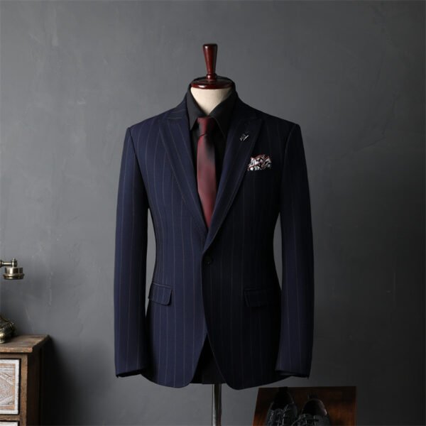 Striped Suit suit men's full set bridegroom suit British style best man clothes business formal wear wedding suit men's clothing