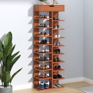 Multi-Tier Shoe Rack Cabinet - Slim Dustproof Entryway Storage Tower