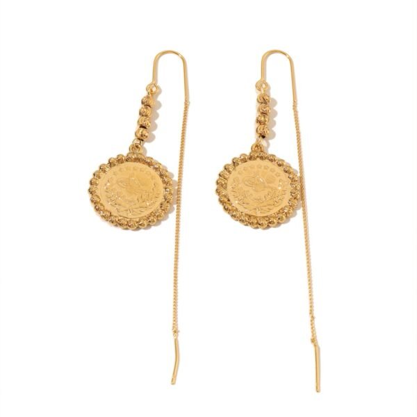 Cross-Border Popular Coin Earrings, 18K Gold-Plated Textured Watermelon Bead Ear Wires 5 Cross-Border Popular Coin Earrings, 18K Gold-Plated Textured Watermelon Bead Ear Wires