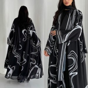 HY231 Cardigan imprimé rayé noir et blanc