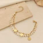 Middle Eastern Retro Pearl Rice Flower Coin Pendant Bracelet