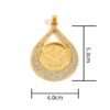 Middle East Dubai Vintage Carved Pendant Necklace, Ethnic Style, Vacuum Thickened Electroplated Gold