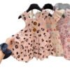 Girls Floral Cartoon Print Cotton-Silk Summer Dress - Skin-Friendly, Cool Feel
