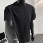 Men's Striped Ice Silk T-Shirt - Stretch Knit Short Sleeve Base Layer