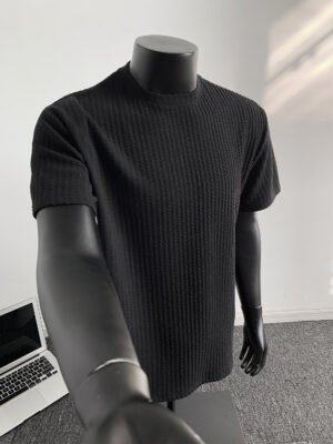Men's Striped Ice Silk T-Shirt - Stretch Knit Short Sleeve Base Layer
