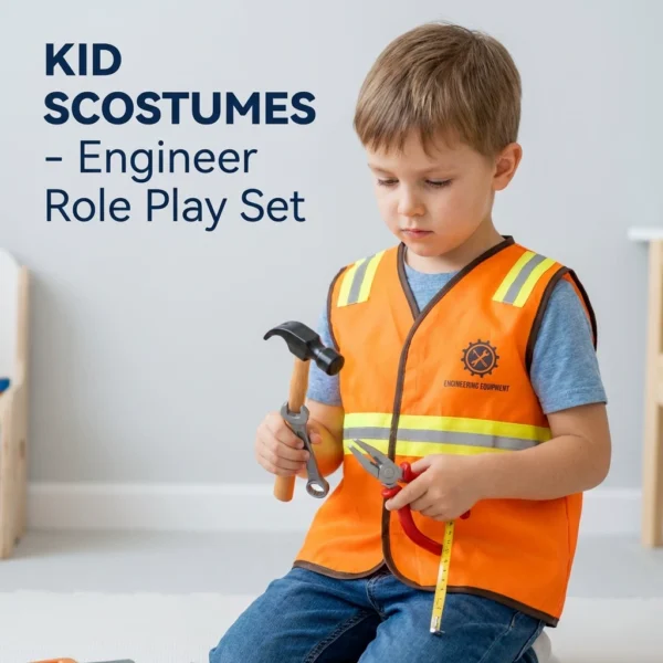 Kids Role-Play Vest Costume Set - Firefighter, Police, Engineer & More (7 Styles)
