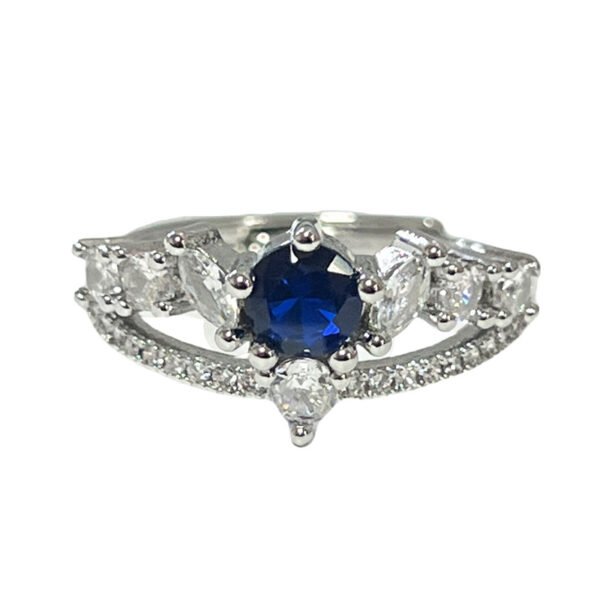 Blue Zircon Open Rings - Minimalist Adjustable Statement Ring Collection