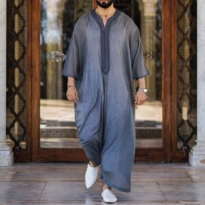 Mens Cotton Linen Long Shirt - Lightweight Loose Fit Casual Kurta