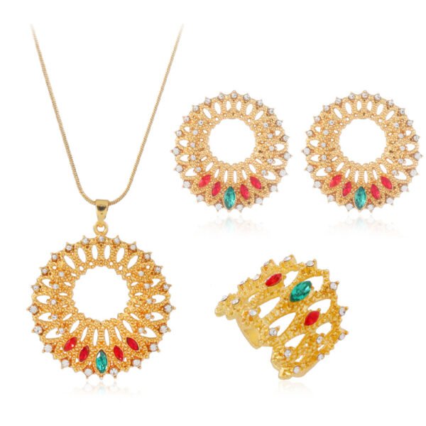 O1CN01EnhMJL1I8QqUEBXhs_2212514370848-0-cib Indian Palace Style 3D Flower Jewellery Set - Ring, Earrings & Necklace