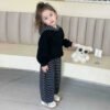 Children's Autumn Striped Sweatshirt and Sweatpants Set, Girls' Sports Leisure Two-Piece