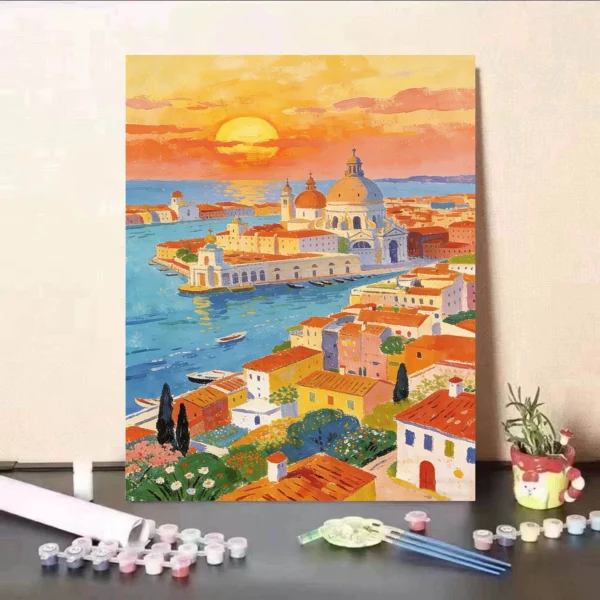 Nordic Architecture Digital Oil Painting DIY Kit, Large Size Landscape Acrylic Art