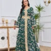 MT084 Cross-Border Trade Hot-Selling In-Stock Women Dress with Floral Embossing and Gold Stamping, Fashionable Long Gown Abaya - photo 5 MT084 Cross-Border Trade Hot-Selling In-Stock Women Dress with Floral Embossing and Gold Stamping, Fashionable Long Gown Abaya