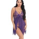 Foreign Trade Supply European and American New Semi-Transparent Mesh Lace-Trimmed Pleated Nightgown