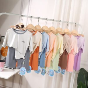 Tencel Modal Seven-Point Sleeve Home Clothes Set, Summer Pajamas for Kids