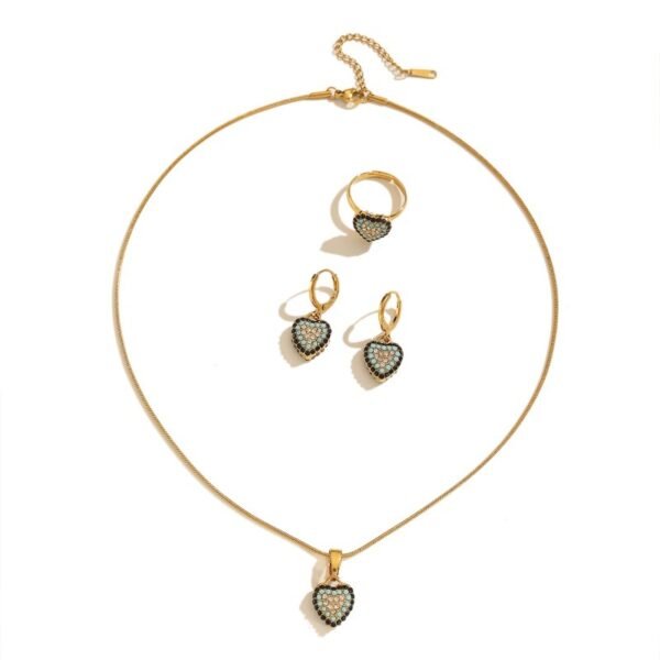 Xinjiang Full Diamond Love Eye Light Luxury Geometric Jewelry Set with Ring