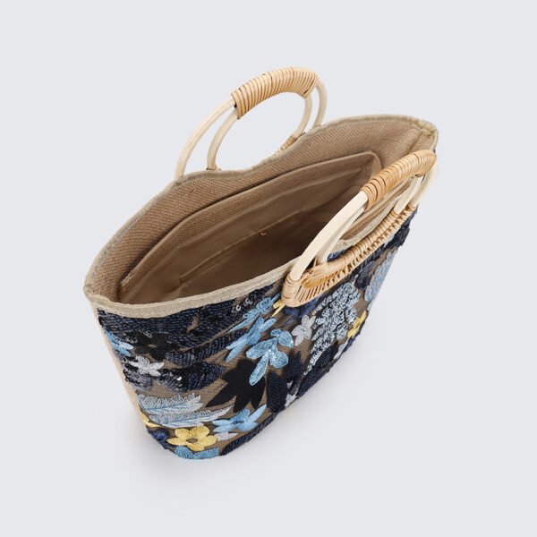 Sequin Straw Tote Bag - Large Capacity Embroidered Handbag