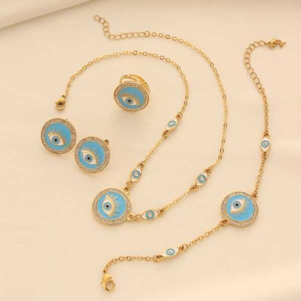 Cross-Border Ethnic Devils Eye Bracelet Necklace Four-Piece Jewelry Set