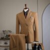 Double Row Brown Suit Men's Business Groom Wedding Dress Groomsmen Slim Suit