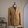 Double Row Brown Suit Men's Business Groom Wedding Dress Groomsmen Slim Suit