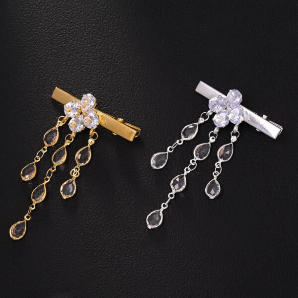 Rhinestone Teardrop Tassel Hair Clip - Sweet Style Hair Accessory
