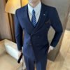 Suit Men's Suit Business Formal Wear Black Double-Breasted Wedding Suit Men's Autumn and Winter New Wedding Dress