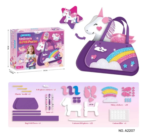 O1CN01HDHJGw2EcQeX4MkQF_2222124958765-0-cib.jpg_ 2-in-1 DIY Felt Handbag with Unicorn Plush Kit