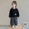 Children's Autumn Striped Sweatshirt and Sweatpants Set, Girls' Sports Leisure Two-Piece