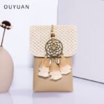 Straw Tassel Phone Crossbody Bag - Woven Coin Purse