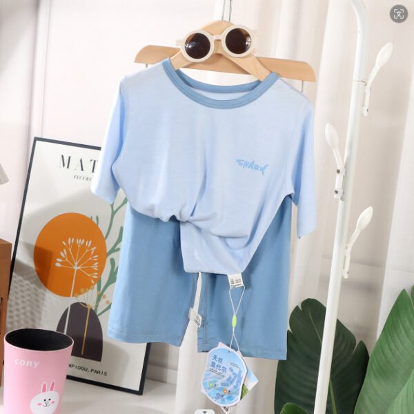 Tencel Modal Seven-Point Sleeve Home Clothes Set, Summer Pajamas for Kids