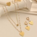 Ethnic Style Love Coin Pendant Necklace Jewelry Set with Simple Earrings