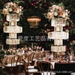 Round Wedding Flower Stand - Crystal Drop Centrepiece & Aisle Arch Frame