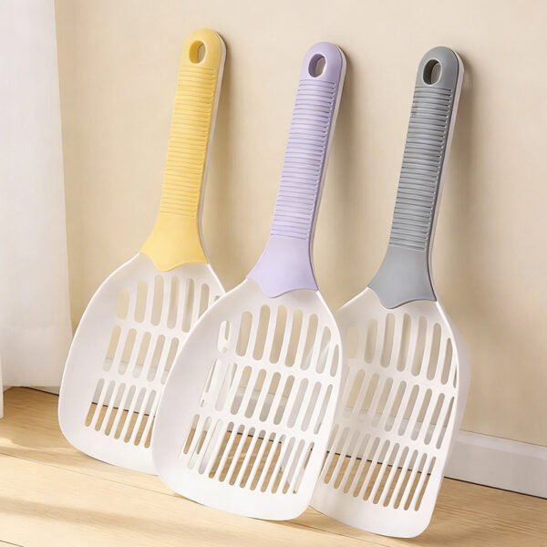 Striped Handle Cat Litter Scoop Plastic Poop Scooper with Small Holes Long Handle Large Cat Poop Shovel Pet Cleaning Supplies
